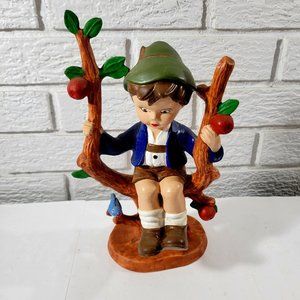 Vintage Bradford Hummel Style Boy in an Apple Tree.  -- ITEM #1285